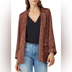 B Collection by Bobeau Women’s Satin Animal Print Open Blazer